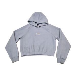 Womens Ellesse Crop Top Hoodie Size 12 (Large) Gray Waffle